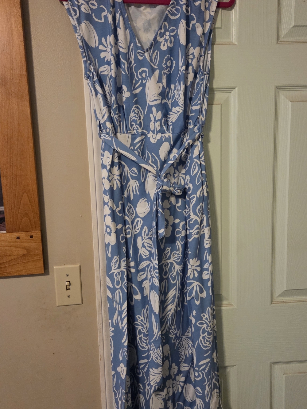 Grace Karin Blue and White Floral V-Neck Dress